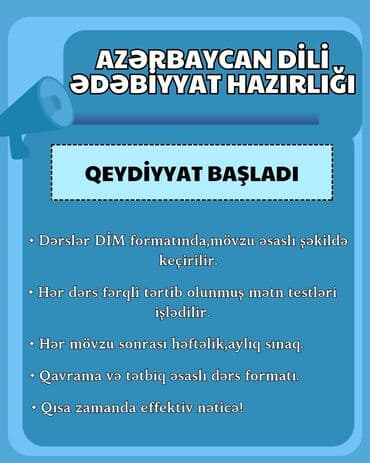 Repetitor, Ədəbiyyat, Azərbaycan dili, Abituriyent hazırlığı lalafo.az -da Repetitor, Ədəbiyyat, Azərbaycan dili, Abituriyent hazırlığı