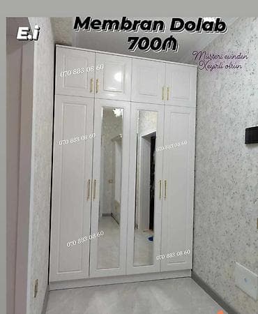Membran dolab – 700₼ - Klassik üslubda ağ rəngli 6 qapılı dizayn - lalafo.az -da Membran dolab – 700₼ - Klassik üslubda ağ rəngli 6 qapılı dizayn -