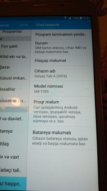 Samsung Galaxy Tab A (2016) planşet Model nömrəsi: SM-T285 lalafo.az -da Samsung Galaxy Tab A (2016) planşet Model nömrəsi: SM-T285