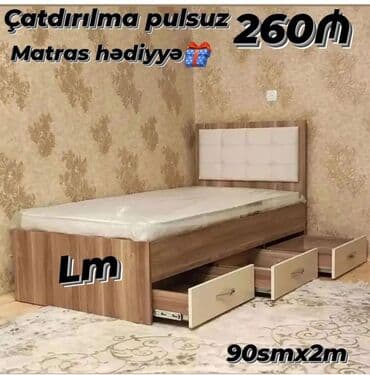 Yeni, Təknəfərlik çarpayı, Bazasız, Matras ilə, Siyirməli lalafo.az -da Yeni, Təknəfərlik çarpayı, Bazasız, Matras ilə, Siyirməli