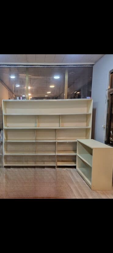 Mağaza üçün rəf sistemi və kassir masası - Material: açıq krem rəngli lalafo.az -da Mağaza üçün rəf sistemi və kassir masası - Material: açıq krem rəngli