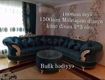 Möhtəşəm dizaynlı künc divan – 3x3 ölçü. - Zəngin naxışlı, klassik lalafo.az -da Möhtəşəm dizaynlı künc divan – 3x3 ölçü. - Zəngin naxışlı, klassik