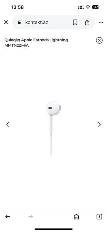 İşlənmiş Simli Qulaqcıqlar, Apple, rəng - Ağ lalafo.az -da — 2 İşlənmiş Simli Qulaqcıqlar, Apple, rəng - Ağ — 2