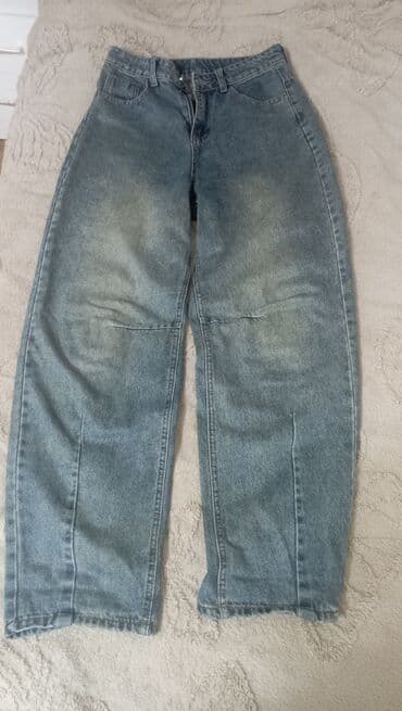 Geniş kəsimli mavi cins şalvar - Material: klassik denim (pamuk lalafo.az -da Geniş kəsimli mavi cins şalvar - Material: klassik denim (pamuk