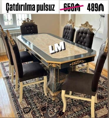 Qonaq otağı üçün, Açılmayan, Dördbucaq masa, 6 stul lalafo.az -da Qonaq otağı üçün, Açılmayan, Dördbucaq masa, 6 stul
