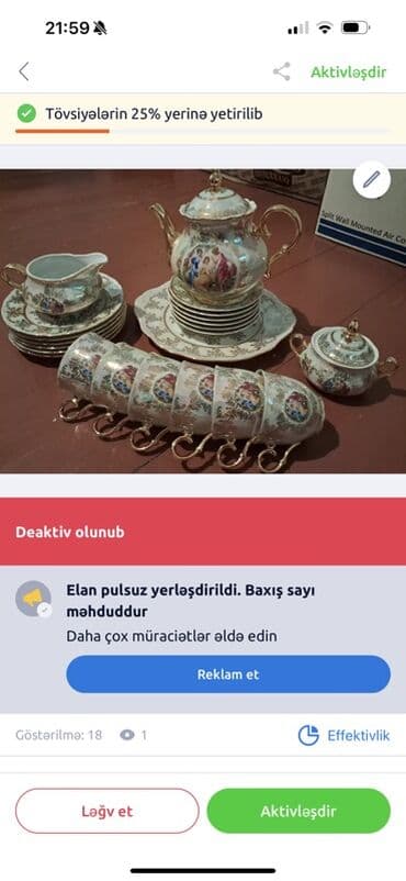 Çay dəsti, rəng - Qızılı, Farfor, 6 nəfərlik lalafo.az -da Çay dəsti, rəng - Qızılı, Farfor, 6 nəfərlik