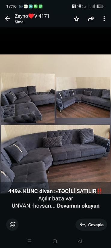 *449₼ KÜNC divan :-TƏCİLİ SATILIR*‼️ Açılır baza var ÜNVAN:-hovsan lalafo.az -da *449₼ KÜNC divan :-TƏCİLİ SATILIR*‼️ Açılır baza var ÜNVAN:-hovsan