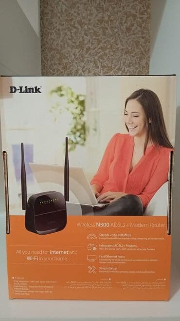 D-Link Wireless N300 ADSL2+ Modem Router - Model: D-Link N300 ADSL2+ lalafo.az -da D-Link Wireless N300 ADSL2+ Modem Router - Model: D-Link N300 ADSL2+