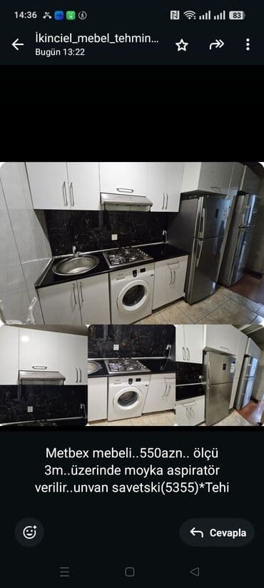 Metbex mebeli. 550azn. ölçü 3m. üzerinde moyka aspiratör lalafo.az -da Metbex mebeli. 550azn. ölçü 3m. üzerinde moyka aspiratör