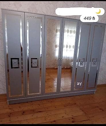 Geniş güzgülü paltar şkafı - 6 qapılı dizayn: ortada 2 ədəd tam boy lalafo.az -da Geniş güzgülü paltar şkafı - 6 qapılı dizayn: ortada 2 ədəd tam boy