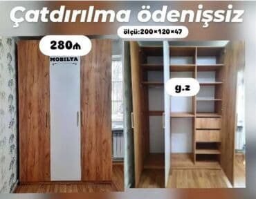 Kupe, 3 qapılı Düz dolab, Qarderob, paltar dolabı lalafo.az -da Kupe, 3 qapılı Düz dolab, Qarderob, paltar dolabı