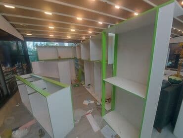 Mağaza üçün vitrin və rəf modulları - Material: Laminat/MDF tipli ağ lalafo.az -da Mağaza üçün vitrin və rəf modulları - Material: Laminat/MDF tipli ağ