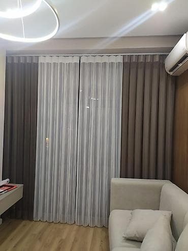 Zebra efektli şaquli pərdə dəsti - İkili qat: şəffaf tül və sıx parça lalafo.az -da Zebra efektli şaquli pərdə dəsti - İkili qat: şəffaf tül və sıx parça