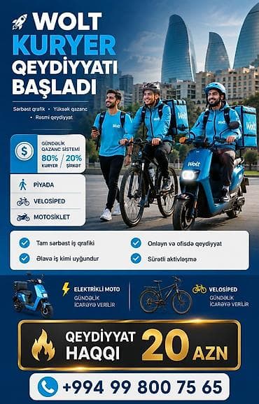 Moto-kuryer tələb olunur, Gündəlik ödəniş, Təcrübəsiz lalafo.az -da Moto-kuryer tələb olunur, Gündəlik ödəniş, Təcrübəsiz