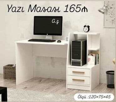 Yazı masası – 165₼ Ağ rəngdə funksional kompüter/yazı masası. - Ölçü lalafo.az -da Yazı masası – 165₼ Ağ rəngdə funksional kompüter/yazı masası. - Ölçü