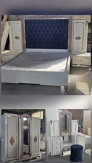 Двуспальная кровать, Трюмо, Тумба, Шкаф, Б/у at lalafo.az Двуспальная кровать, Трюмо, Тумба, Шкаф, Б/у