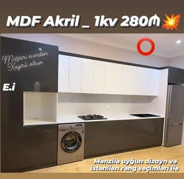 MDF Akril mətbəx mebeli – 1 kv: 280₼ - Akril MDF fasadlar: parlaq lalafo.az -da MDF Akril mətbəx mebeli – 1 kv: 280₼ - Akril MDF fasadlar: parlaq