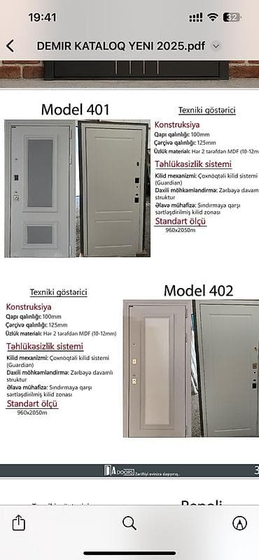 Model 401 və Model 402 dəmir giriş qapıları – 2025 kataloqu Texniki lalafo.az -da Model 401 və Model 402 dəmir giriş qapıları – 2025 kataloqu Texniki
