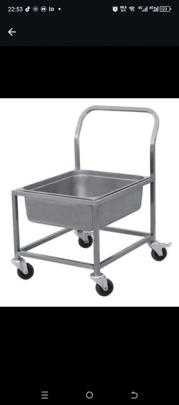 Mağaza arabaları: Paslanmayan metaldan hazırlanmış, dörd təkərli, yuxarıda tutacaqı olan lalafo.az -da — 4 Mağaza arabaları: Paslanmayan metaldan hazırlanmış, dörd təkərli, yuxarıda tutacaqı olan — 4