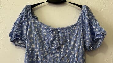 Mavi çiçək naxışlı yay donu - Rəng: Göy, ağ xırda çiçək printi - lalafo.az -da Mavi çiçək naxışlı yay donu - Rəng: Göy, ağ xırda çiçək printi -