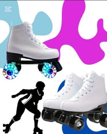 Ağ rəngli, yüksək topuqlu, dörd təkərli klassik rolik. Ayağı yaxşı lalafo.az -da Ağ rəngli, yüksək topuqlu, dörd təkərli klassik rolik. Ayağı yaxşı