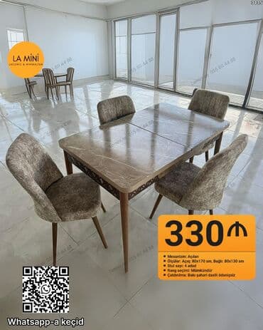 Qonaq otağı üçün, Açılan, Dördbucaq masa, 4 stul lalafo.az -da Qonaq otağı üçün, Açılan, Dördbucaq masa, 4 stul