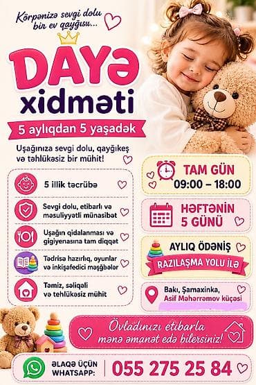 Daya xidməti – 5 aylıqdan 5 yaşadək Uşağınız üçün sevgi dolu lalafo.az -da Daya xidməti – 5 aylıqdan 5 yaşadək Uşağınız üçün sevgi dolu