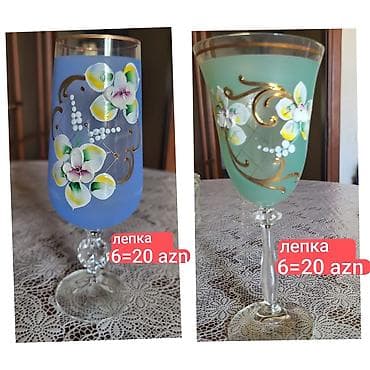 Бокалы, цвет - Голубой, Стекло, Набор из 6 шт. at lalafo.az Бокалы, цвет - Голубой, Стекло, Набор из 6 шт.