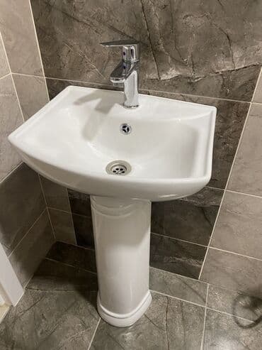 Кухонные краны: Keramik pilyastrlı pedestal lavabo və qarışdırıcı kran dəsti - at lalafo.az — 1 Кухонные краны: Keramik pilyastrlı pedestal lavabo və qarışdırıcı kran dəsti - — 1