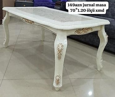 Jurnal masa – klassik üslubda, ağ rəngdə dekorativ qızılı oyma lalafo.az -da Jurnal masa – klassik üslubda, ağ rəngdə dekorativ qızılı oyma