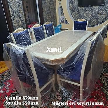 Yemək otağı dəsti – klassik üslubda masa və zərif naxışlı, düyməli lalafo.az -da Yemək otağı dəsti – klassik üslubda masa və zərif naxışlı, düyməli