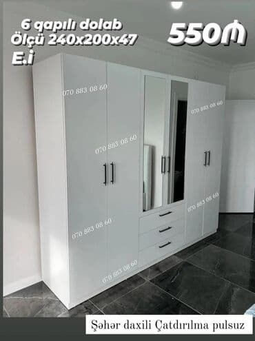 Açılan, 6 qapı Düz dolab, Qarderob, paltar dolabı lalafo.az -da Açılan, 6 qapı Düz dolab, Qarderob, paltar dolabı