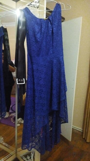 Mavi rəngli, dantelli qadın geyimi. - Model: Asimmetrik ətəkli lalafo.az -da Mavi rəngli, dantelli qadın geyimi. - Model: Asimmetrik ətəkli