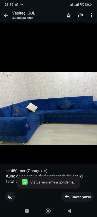 Künc divan, Çatdırılma yoxdur lalafo.az -da Künc divan, Çatdırılma yoxdur