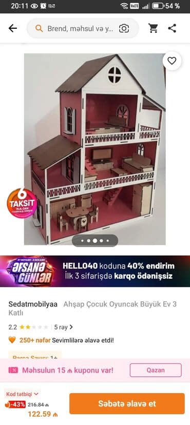 Oyuncag ev satilirusaglar ucun,icinin esyalari da varciddi lalafo.az -da Oyuncag ev satilirusaglar ucun,icinin esyalari da varciddi