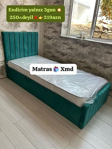 Tək nəfərlik çarpayı – komplekt matrasla - Rəng: zümrüd-yaşıl lalafo.az -da Tək nəfərlik çarpayı – komplekt matrasla - Rəng: zümrüd-yaşıl