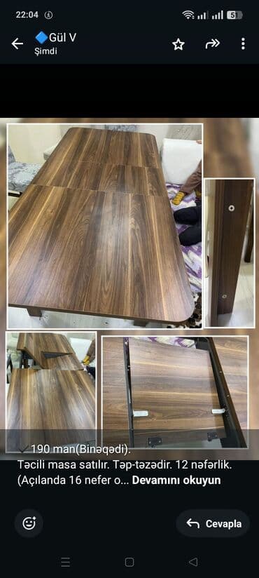 ✔️190 man(Binəqədi). Təcili masa satılır. Təp-təzədir. 12 lalafo.az -da ✔️190 man(Binəqədi). Təcili masa satılır. Təp-təzədir. 12