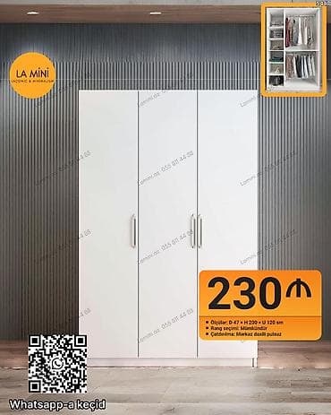 Üç qapılı paltar şkafı – LA MiNi (Laconic & Minimalism) - lalafo.az -da Üç qapılı paltar şkafı – LA MiNi (Laconic & Minimalism) -