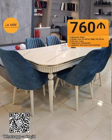 Açılan, Oval masa, 6 stul lalafo.az -da Açılan, Oval masa, 6 stul