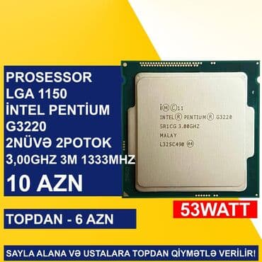 Prosessor Intel Pentium Prosessorlar “LGA 1150 (4cü nəsil) İntel Pentium”, 2 nüvə, İşlənmiş lalafo.az -da Prosessor Intel Pentium Prosessorlar “LGA 1150 (4cü nəsil) İntel Pentium”, 2 nüvə, İşlənmiş