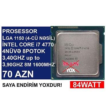 Prosessor “LGA 1150 (4cü nəsil) İntel Core i7 4770” ⭐LGA 1150 (4cü lalafo.az -da Prosessor “LGA 1150 (4cü nəsil) İntel Core i7 4770” ⭐LGA 1150 (4cü