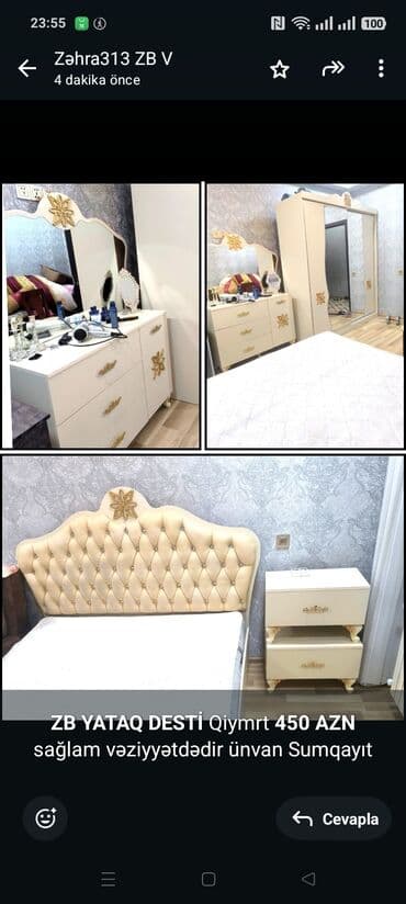 *ZB* *YATAQ DESTİ* Qiymrt *450 AZN* sağlam vəziyyətdədir ünvan lalafo.az -da *ZB* *YATAQ DESTİ* Qiymrt *450 AZN* sağlam vəziyyətdədir ünvan