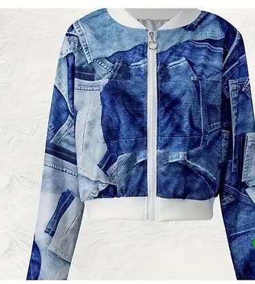 Denim printli qadın bomber gödəkçə - Dizayn: Mavi tonlarda lalafo.az -da Denim printli qadın bomber gödəkçə - Dizayn: Mavi tonlarda