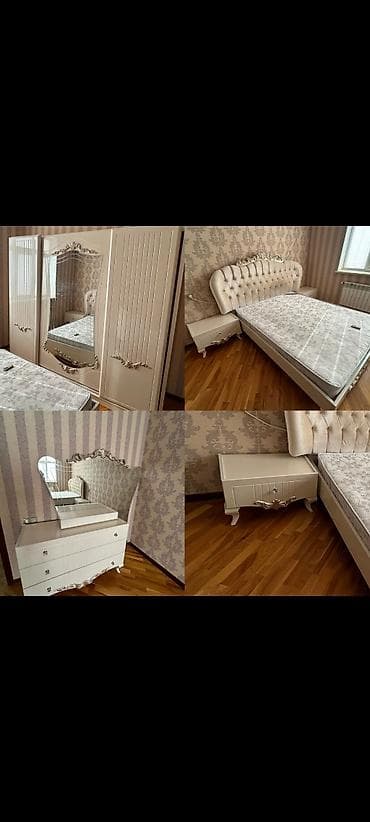 Двуспальная кровать, Комод, Трюмо, Тумба, Б/у at lalafo.az Двуспальная кровать, Комод, Трюмо, Тумба, Б/у