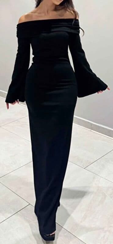 L razmer Qara, uzun, bardot (çiyin açıq) axşam donu - Rəng: klassik lalafo.az -da L razmer Qara, uzun, bardot (çiyin açıq) axşam donu - Rəng: klassik