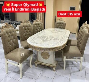 Qonaq otağı üçün, Açılmayan, Oval masa, 6 stul lalafo.az -da Qonaq otağı üçün, Açılmayan, Oval masa, 6 stul