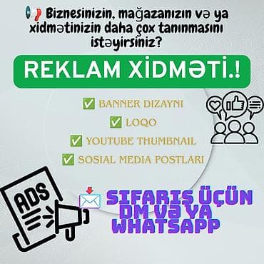 ✅ Reklam banneri ✅ Loqo dizaynı ✅ YouTube Thumbnail ✅ Sosial media lalafo.az -da ✅ Reklam banneri ✅ Loqo dizaynı ✅ YouTube Thumbnail ✅ Sosial media