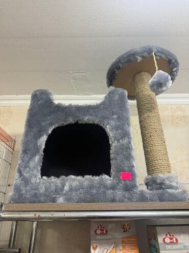 Pişik üçün oyun və dincəlmə kompleksi - Rəng: boz, yumşaq xəz örtüklü lalafo.az -da Pişik üçün oyun və dincəlmə kompleksi - Rəng: boz, yumşaq xəz örtüklü