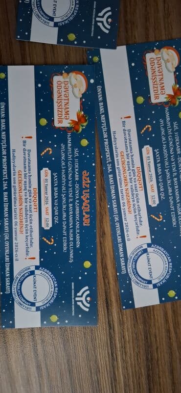 Ravon: Uşaq Yeni il tədbiri üçün dəvətname biletləri 3 eded cemi 10azn at lalafo.az — 2 Ravon: Uşaq Yeni il tədbiri üçün dəvətname biletləri 3 eded cemi 10azn — 2