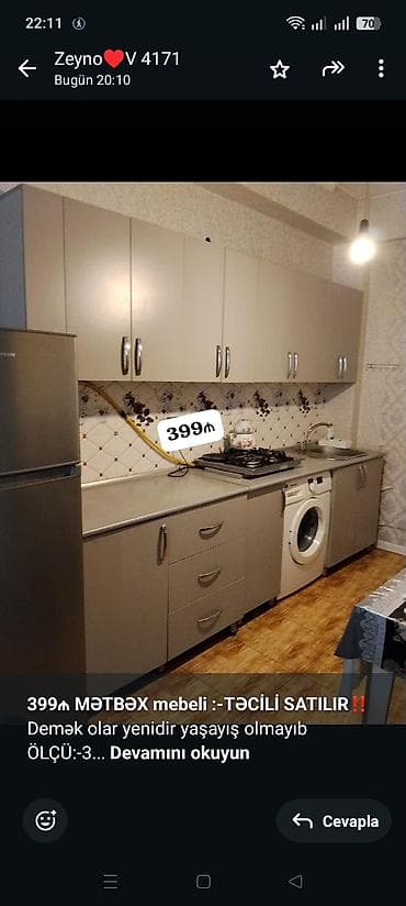 *399₼ MƏTBƏX mebeli :-TƏCİLİ SATILIR*‼️ Demək olar yenidir yaşayış lalafo.az -da *399₼ MƏTBƏX mebeli :-TƏCİLİ SATILIR*‼️ Demək olar yenidir yaşayış